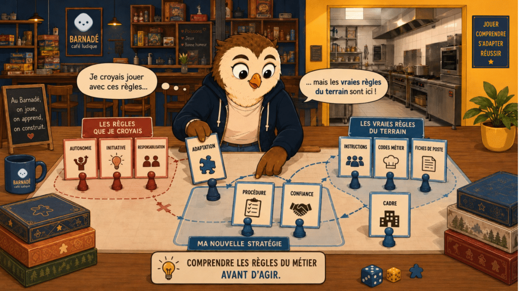 Créabuse découvre les règles du terrain en restauration et transforme ses idéaux de management en stratégie plus adaptée.